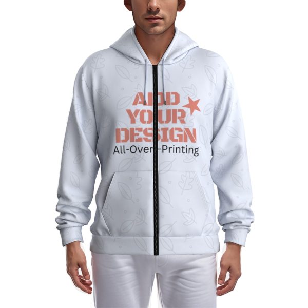 Print Zip Up Hoodie With Pocket - Your Design