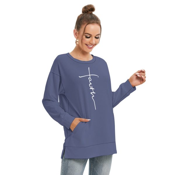 Women's Side Split O-neck Sweatshirt -Free Shipping - Image 2