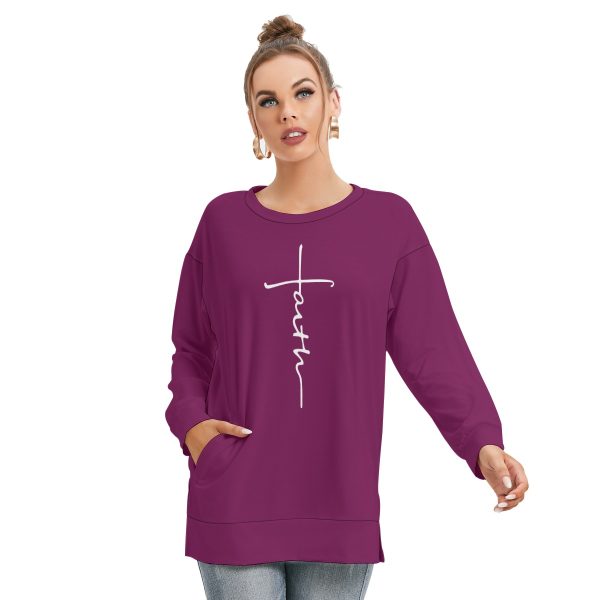 Women's Side Split O-neck Sweatshirt