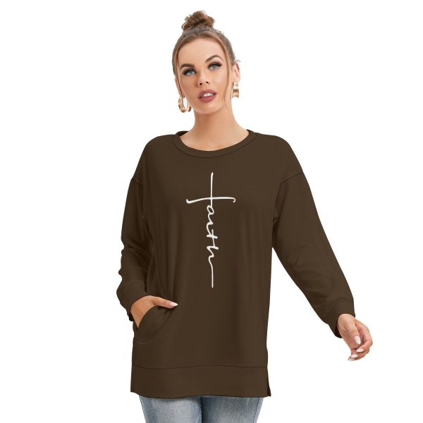 Women's Side Split O-neck Sweatshirt - Free Shipping - Image 2