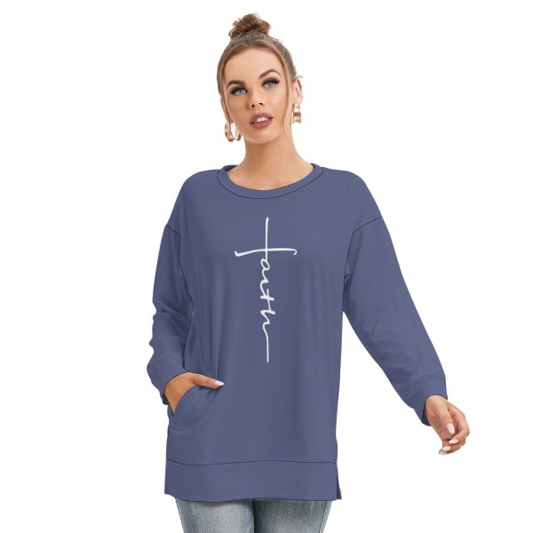 Women's Side Split O-neck Sweatshirt -Free Shipping