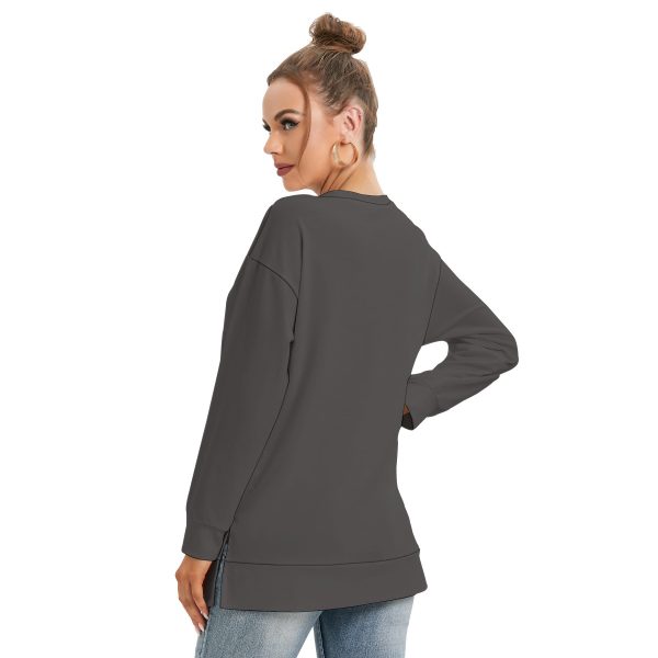 Women's Side Split O-neck Sweatshirt - Image 2