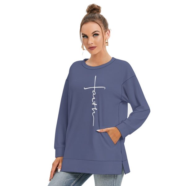 Women's Side Split O-neck Sweatshirt -Free Shipping - Image 3