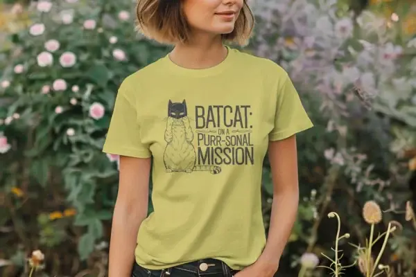 Batcat Print T-Shirt - Image 5